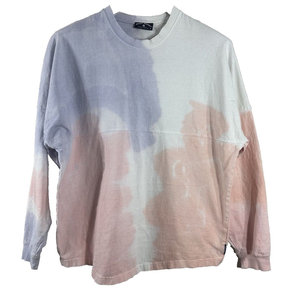 Spirit Jersey Maui Hawaii Tie Dye Pastel Pink Lavender Long Sleeve Shirt Small